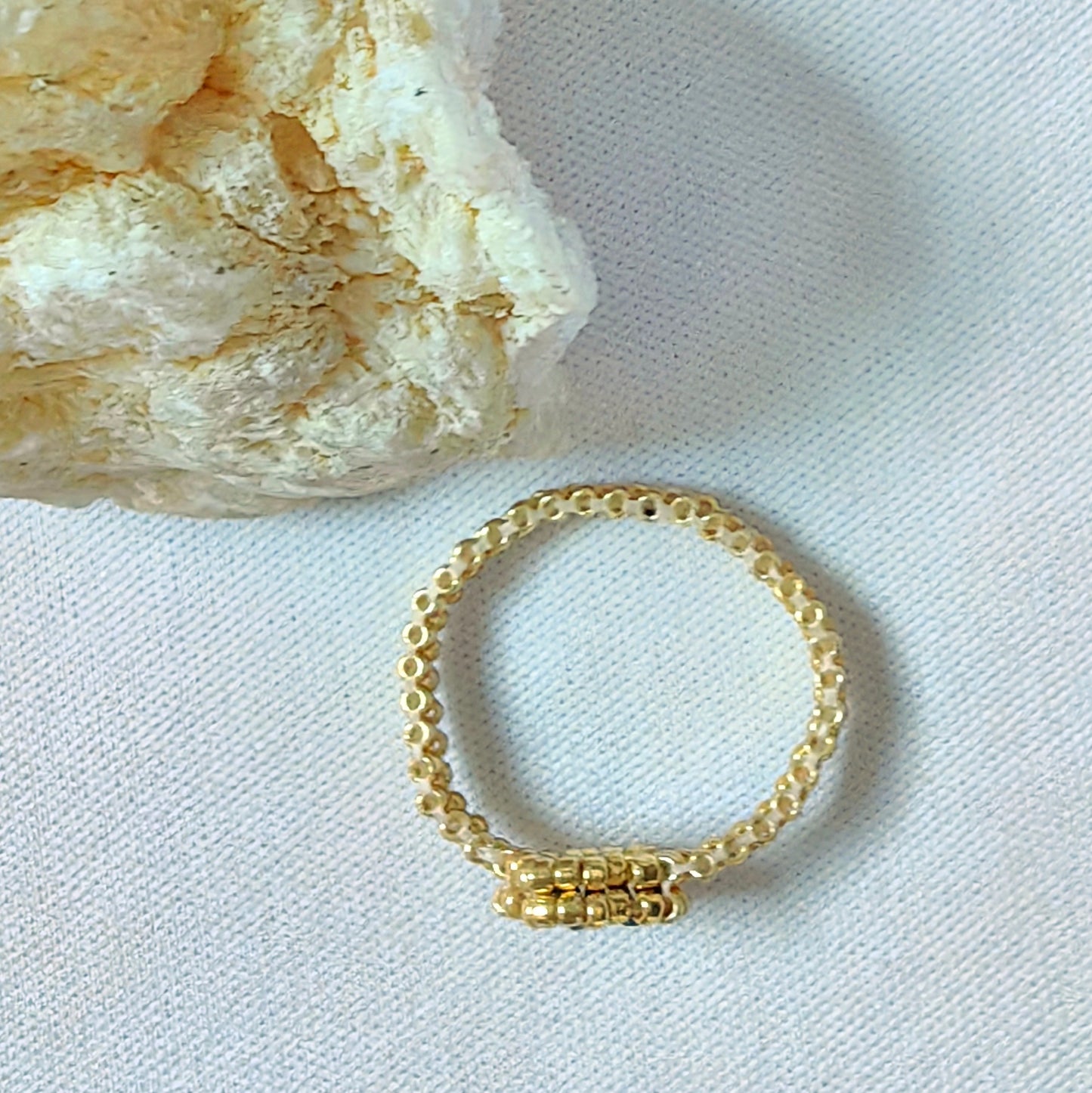 Handmade Leaf Clover Miyuki Beaded Ring in Black