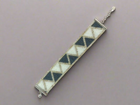 Faith in Structure – Geometric Miyuki Wide Cuff Bracelet