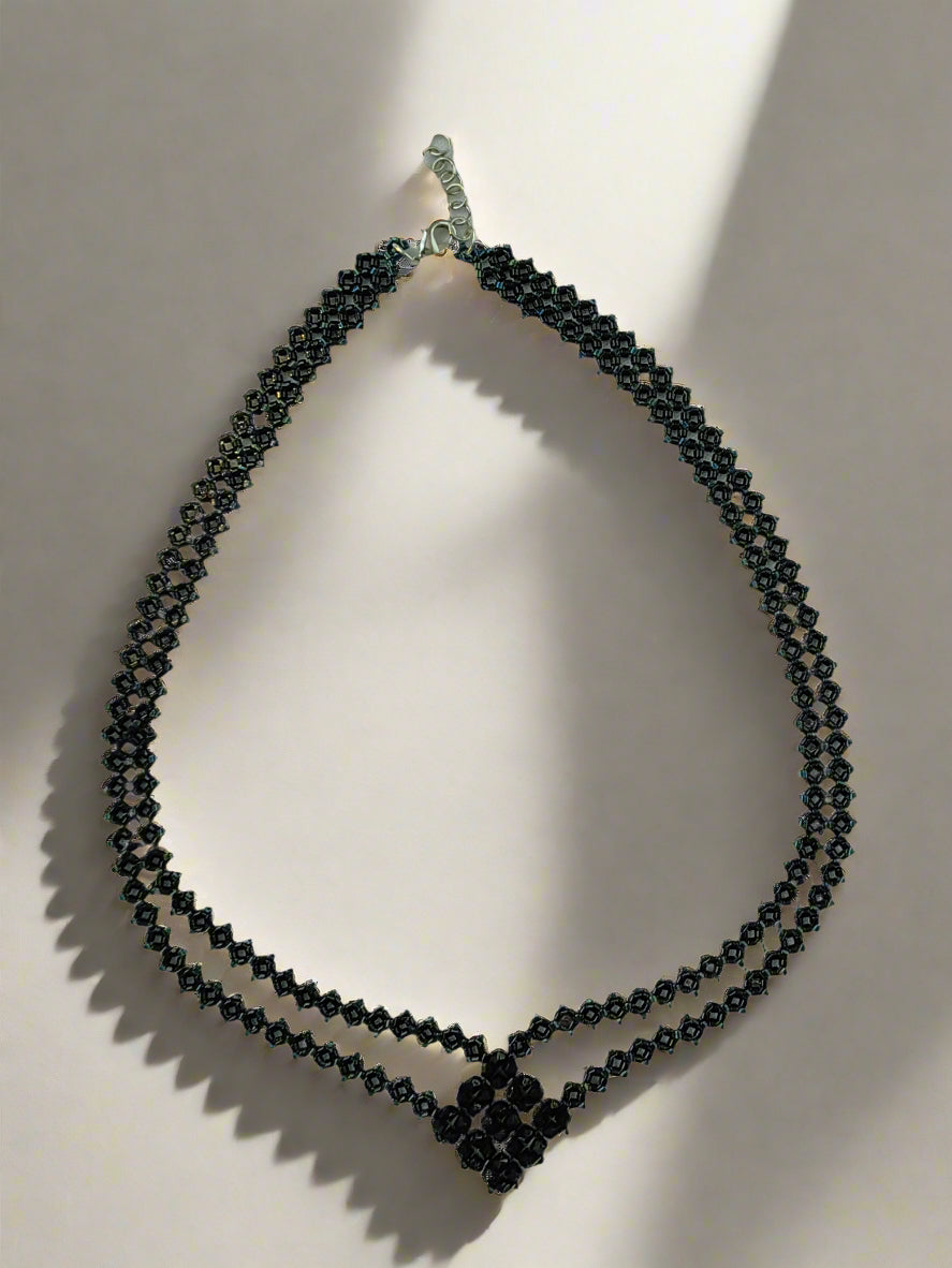 "Midnight Cluster" Double-Strand Beaded Necklace