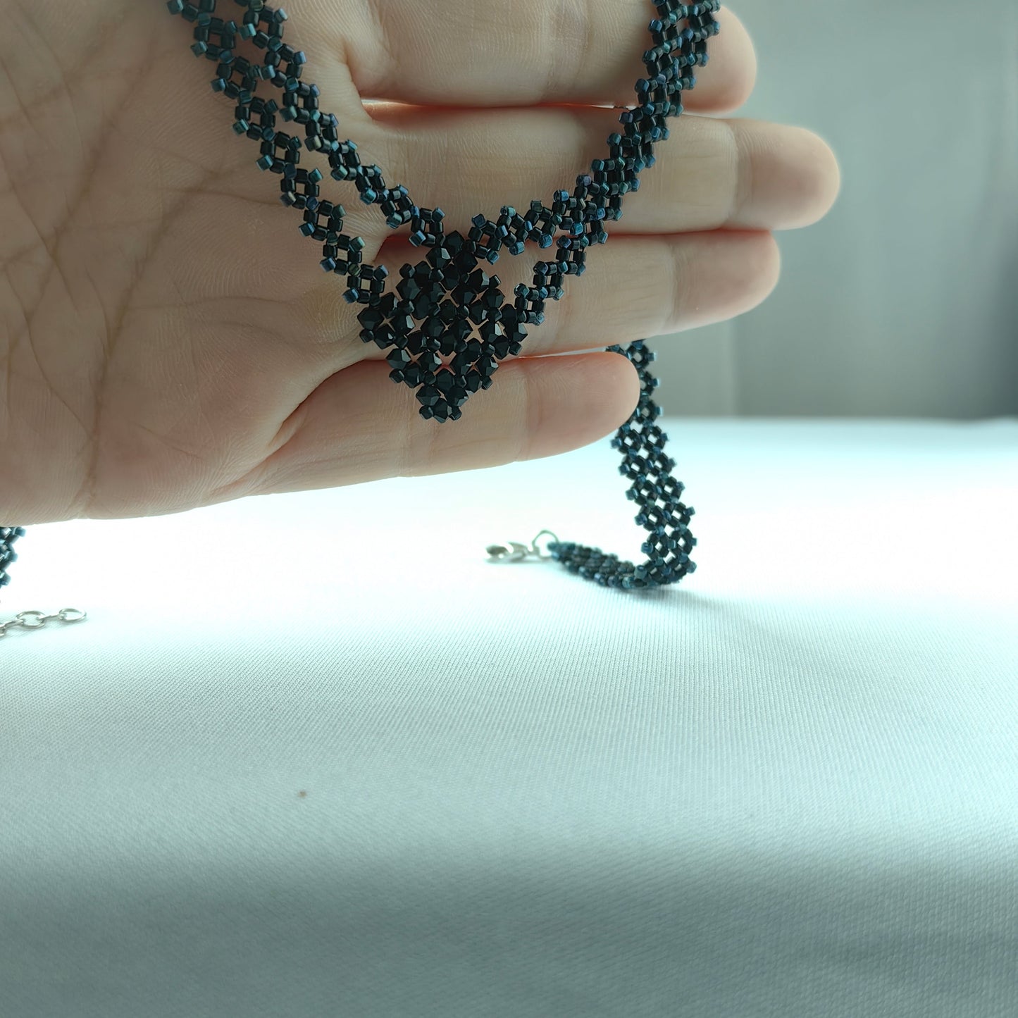 "Midnight Cluster" Double-Strand Beaded Necklace