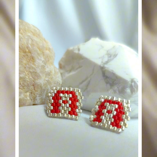 HandmadeJapanese Miyuki Beaded Stud Earrings | Drone Company Logo Inspired  Techcore Jewelry