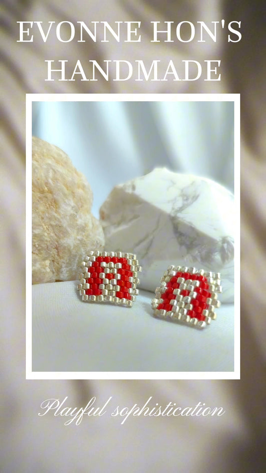 HandmadeJapanese Miyuki Beaded Stud Earrings | Drone Company Logo Inspired  Techcore Jewelry