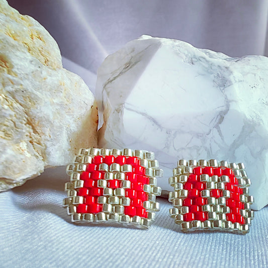 HandmadeJapanese Miyuki Beaded Stud Earrings | Drone Company Logo Inspired  Techcore Jewelry
