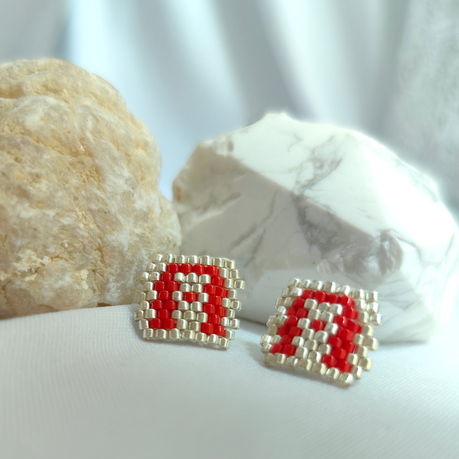 HandmadeJapanese Miyuki Beaded Stud Earrings | Drone Company Logo Inspired  Techcore Jewelry